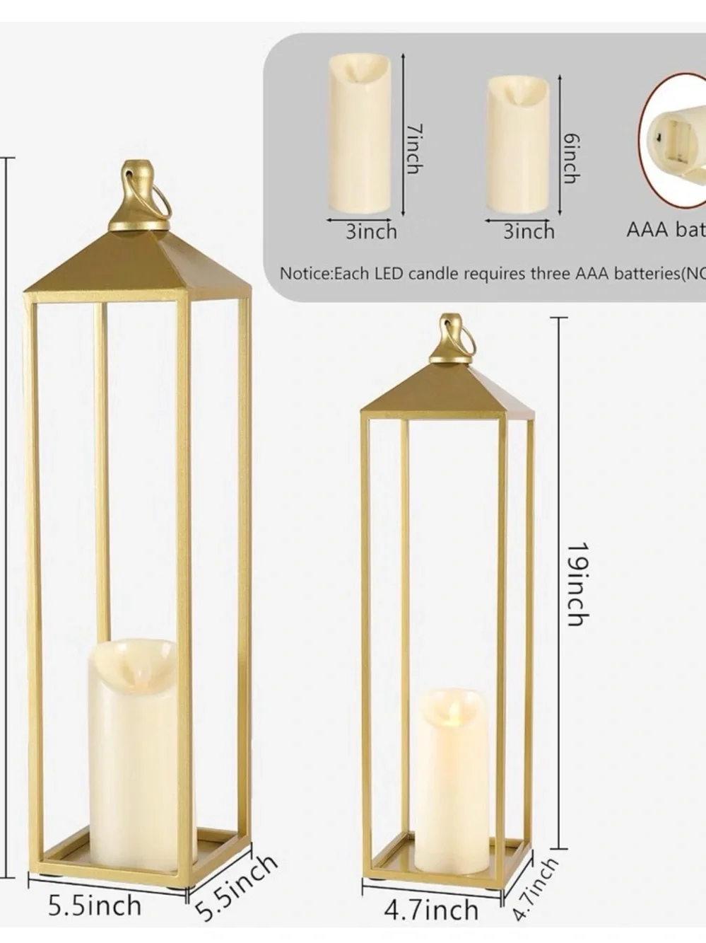 Gold Metal Lantern Decorative Candle Holder